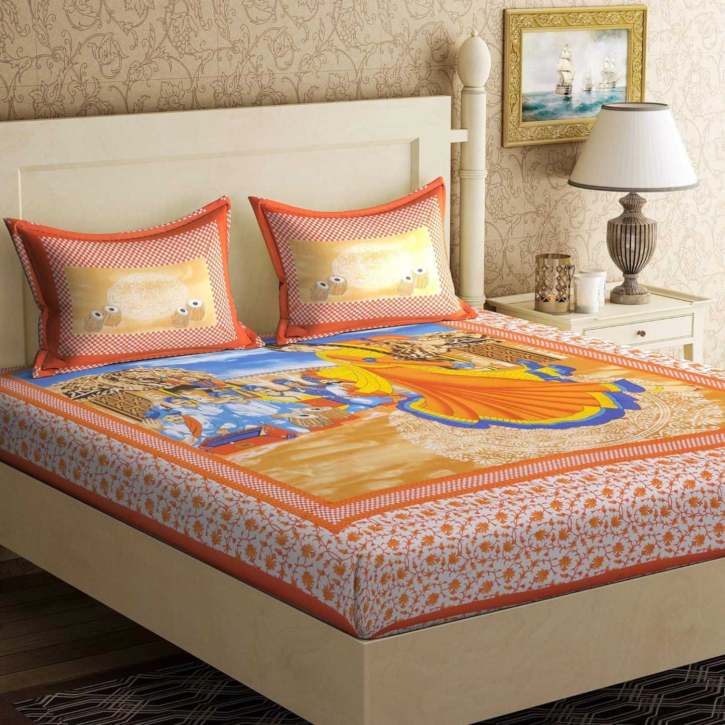 Jaipuri Print Cotton Bedsheet With 2 Pillow Covers @ Just Rs. 599/-