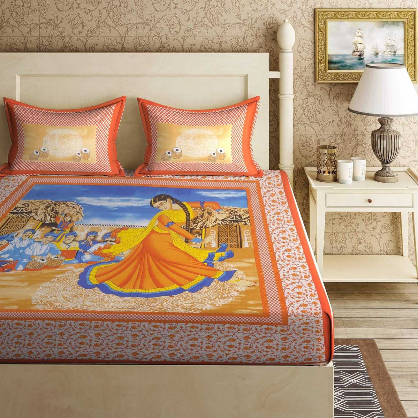 Jaipuri Print Cotton Bedsheet With 2 Pillow Covers @ Just Rs. 599/-