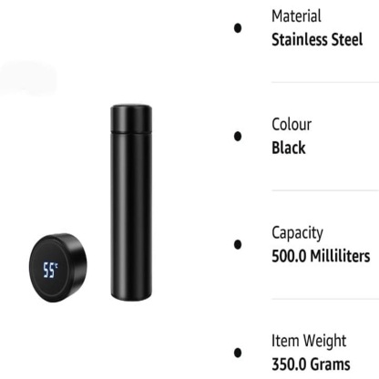 24 Hrs Hot & Cold Flask with Temperature Display With Free 2 Double Wall Cups @ Just Rs.699/-