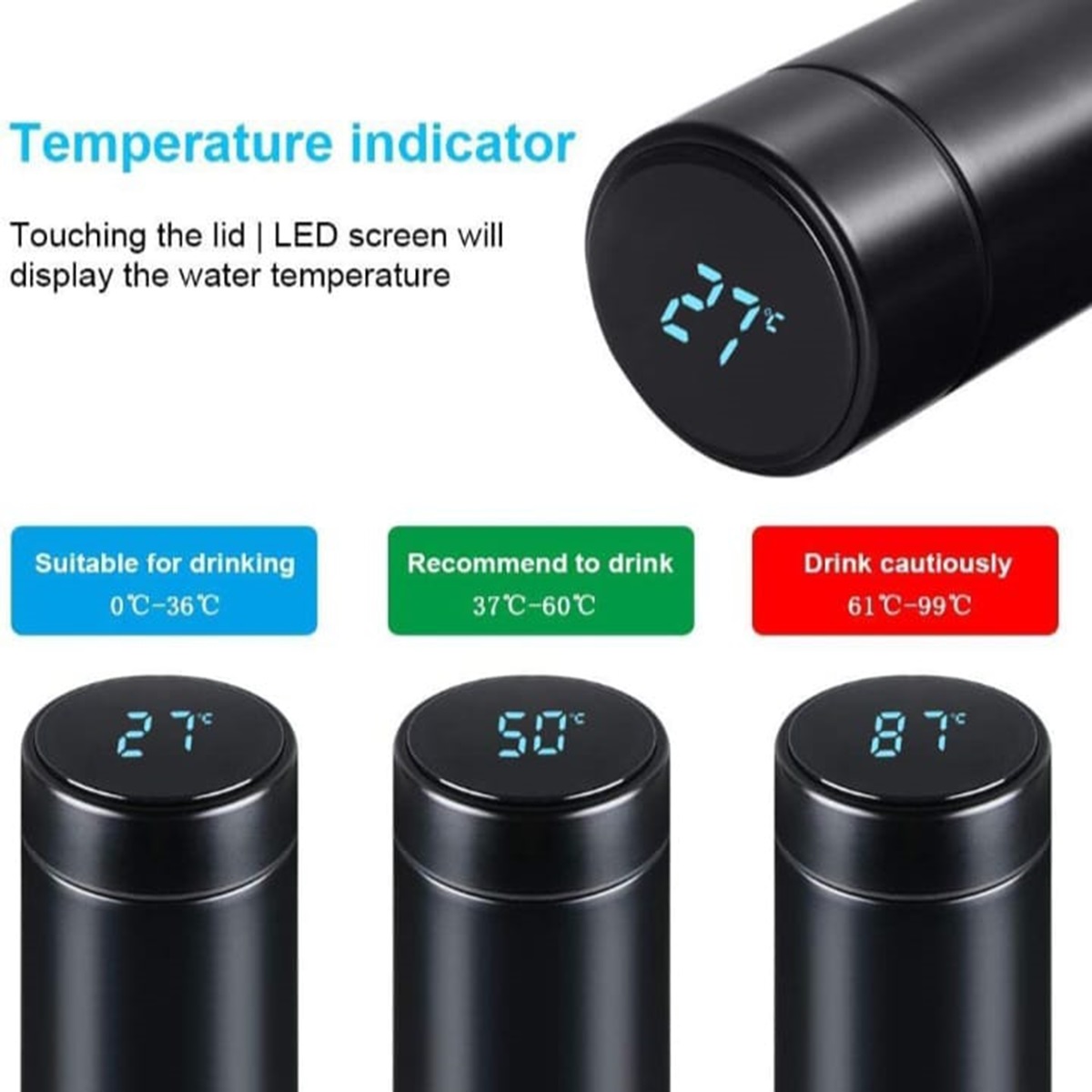 24 Hrs Hot & Cold Flask with Temperature Display With Free 2 Double Wall Cups @ Just Rs.699/-