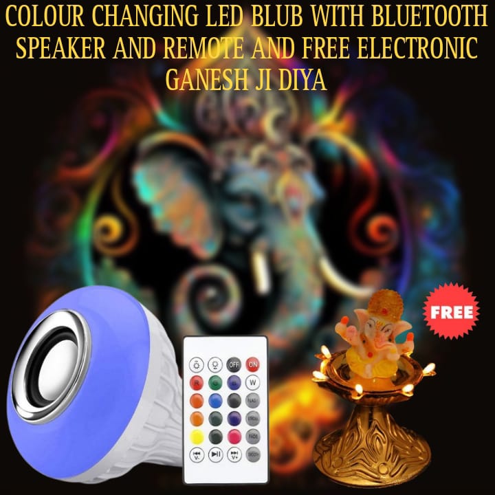Colour Changing LED Bulb with Bluetooth Speaker with Remote + Electronic Ganesh Ji Diya @ Just Rs.699/-