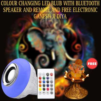 Colour Changing LED Bulb with Bluetooth Speaker with Remote + Electronic Ganesh Ji Diya @ Just Rs.699/-