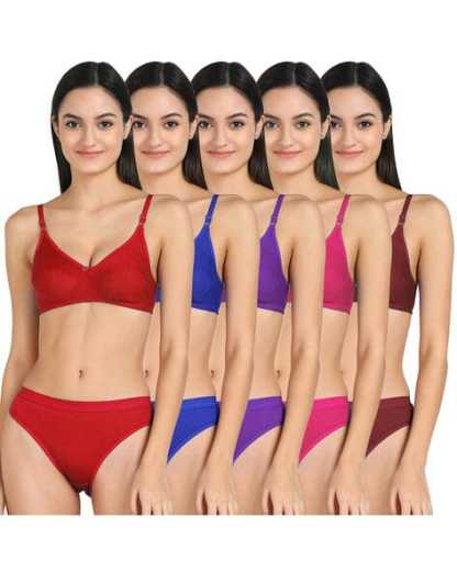 Pack of 5 Full Coverage Designer Lace Bra Panty Sets @ Just Rs.599/-