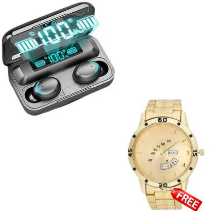 Wireless Earpods with Charging Inbuilt Powerbank M10 with Free Golden Watch @ Just Rs.699/-