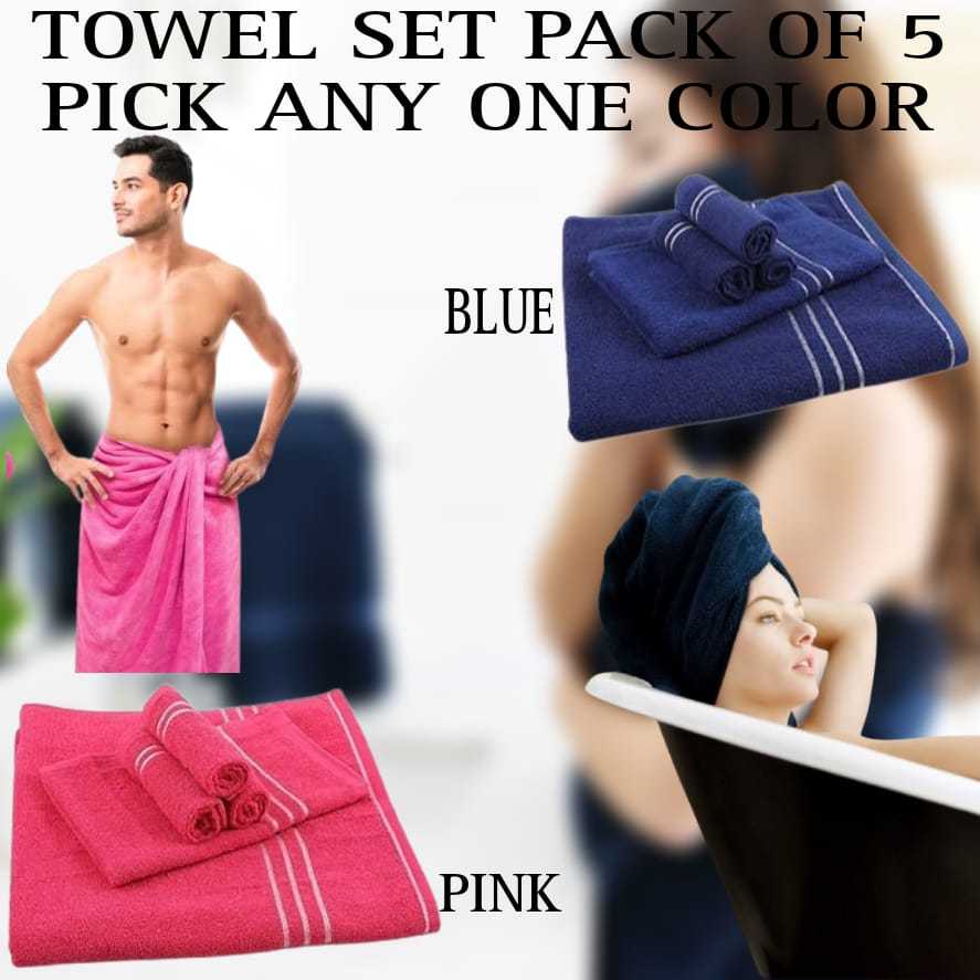 Cotton Towel Set of 5 | Towels for Bath | Hand Towel | Face Towel_ Pick Any One Color @ Just Rs.599/- 