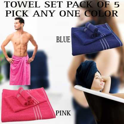 Cotton Towel Set of 5 | Towels for Bath | Hand Towel | Face Towel_ Pick Any One Color @ Just Rs.599/- 