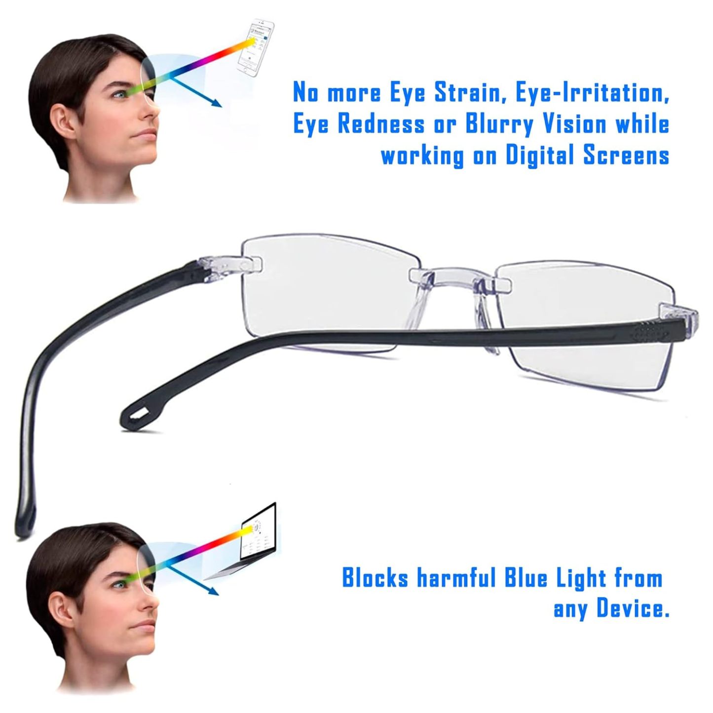 Rimless One Power Mobile Protection Reading Glasses_ Buy One Get One Free @ Just Rs.499/-