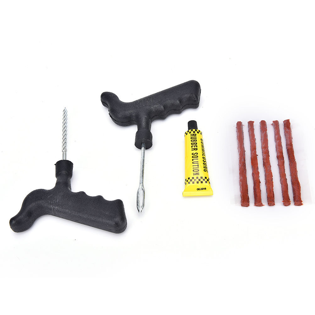 Car Bike Auto Tire Puncture Plug Repair Tool Kit With Glue For Tubeles
