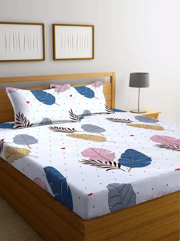 Cotton Elastic Fitted Double Bedsheets With 2 Pillow Covers (72*78* Upto 10 Inches) & 360 Degree Elasticated @ Just Rs.599/-