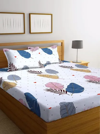 Cotton Elastic Fitted Double Bedsheets With 2 Pillow Covers (72*78* Upto 10 Inches) & 360 Degree Elasticated @ Just Rs.599/-