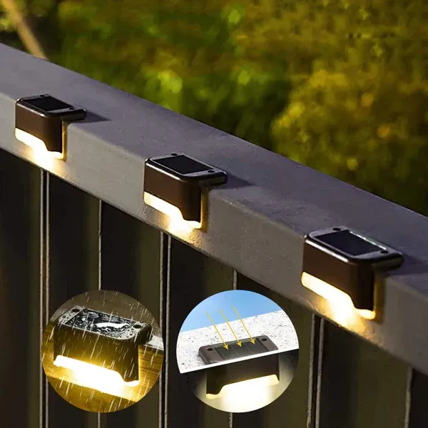 Solar Deck Lights Outdoor Solar Waterproof Led Solar Lights For Outdoor Stairs, Step, Fence, Yard, Patio, And Pathway(Warm White Light) @ Just Rs.599/-