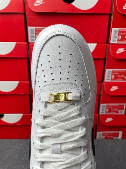 Nike Air Force 1 Essential織物合成革迷你鉤防滑减震耐磨低幫板鞋白黑紅