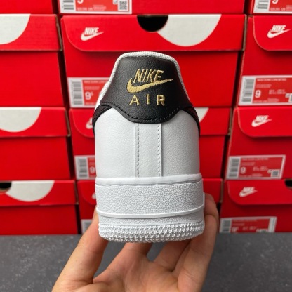 Nike Air Force 1 Essential織物合成革迷你鉤防滑减震耐磨低幫板鞋白黑紅