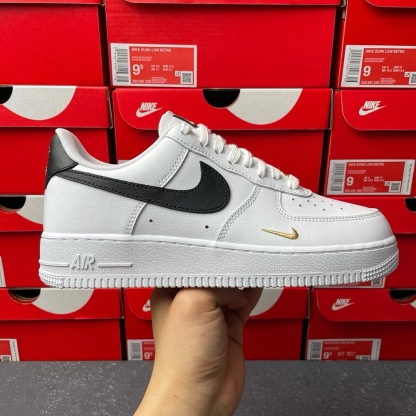 Nike Air Force 1 Essential織物合成革迷你鉤防滑减震耐磨低幫板鞋白黑紅