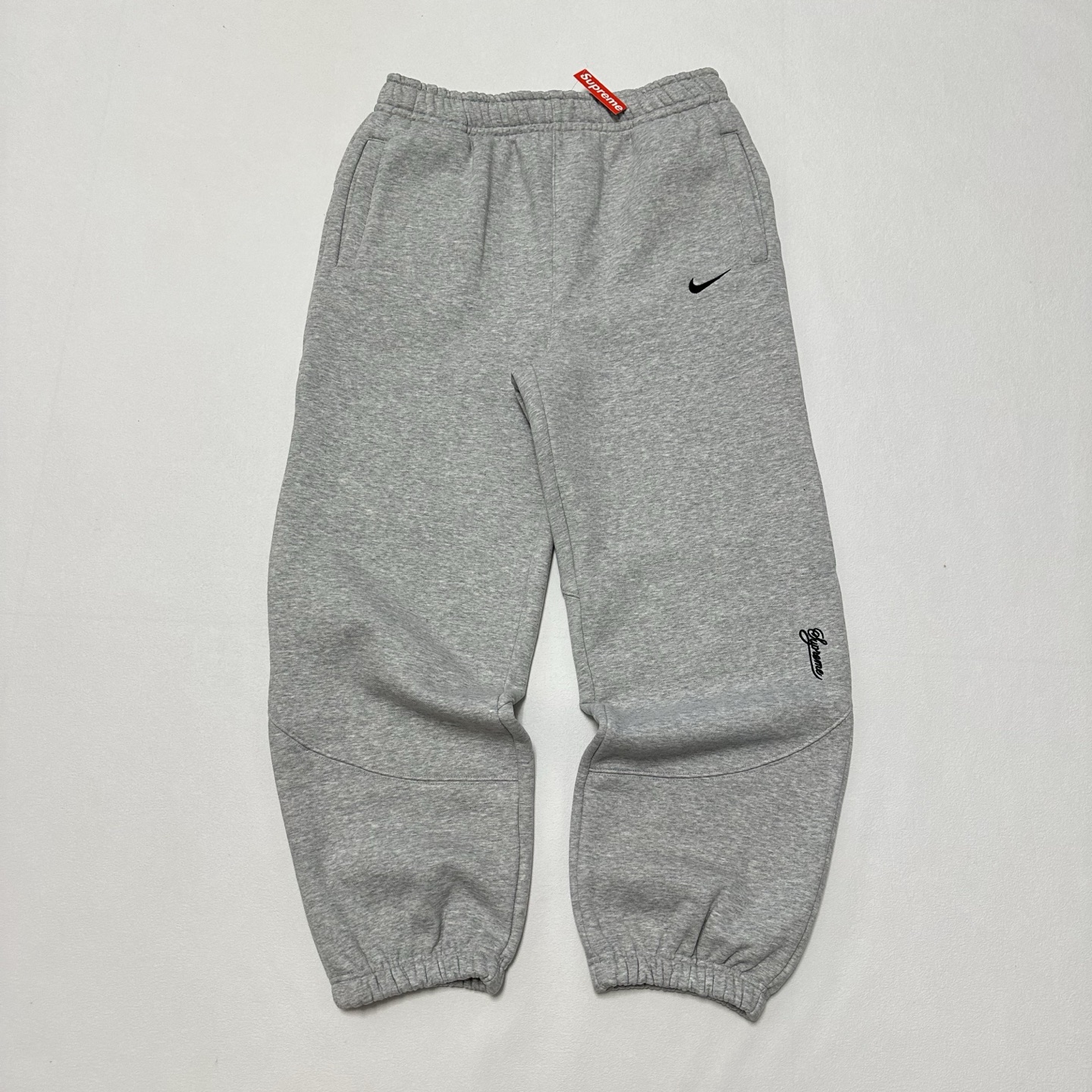  SUPREME X NIKE 聯名款刺繡logo寬鬆束腳加絨加厚針織運動褲