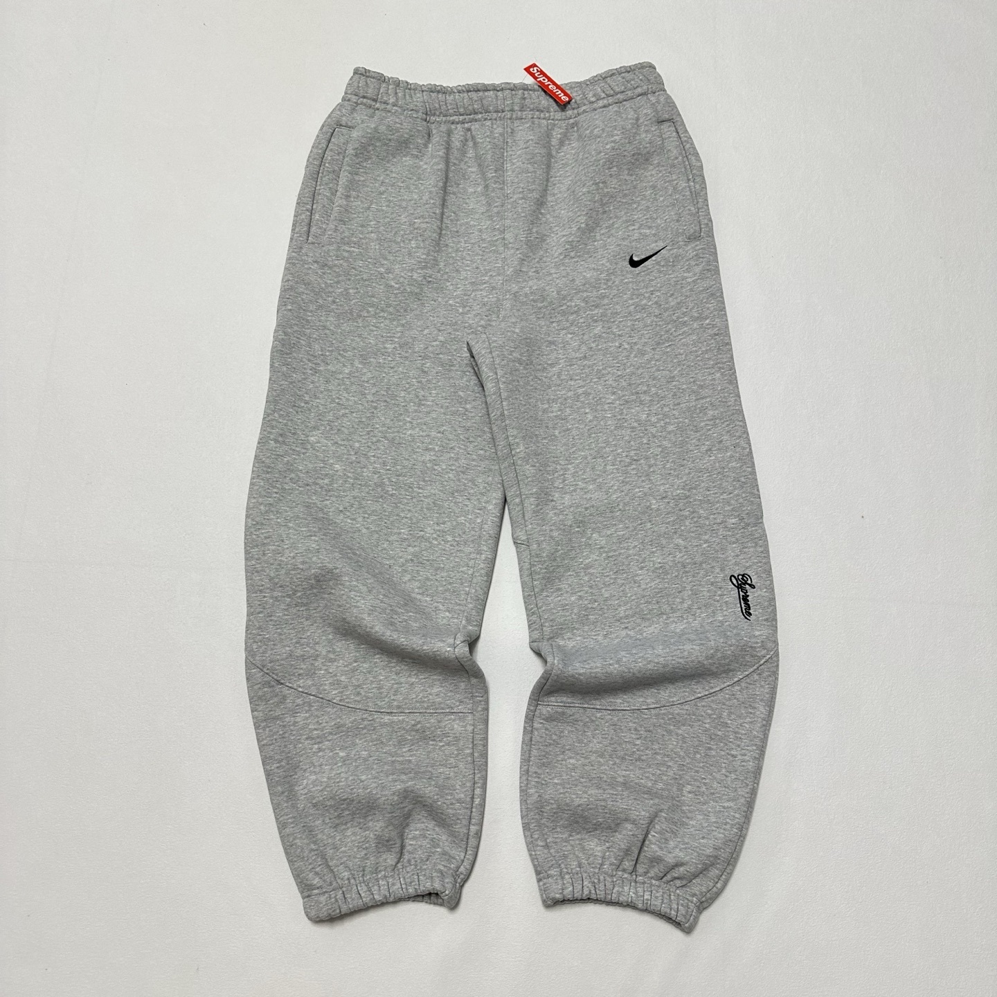  SUPREME X NIKE 聯名款刺繡logo寬鬆束腳加絨加厚針織運動褲