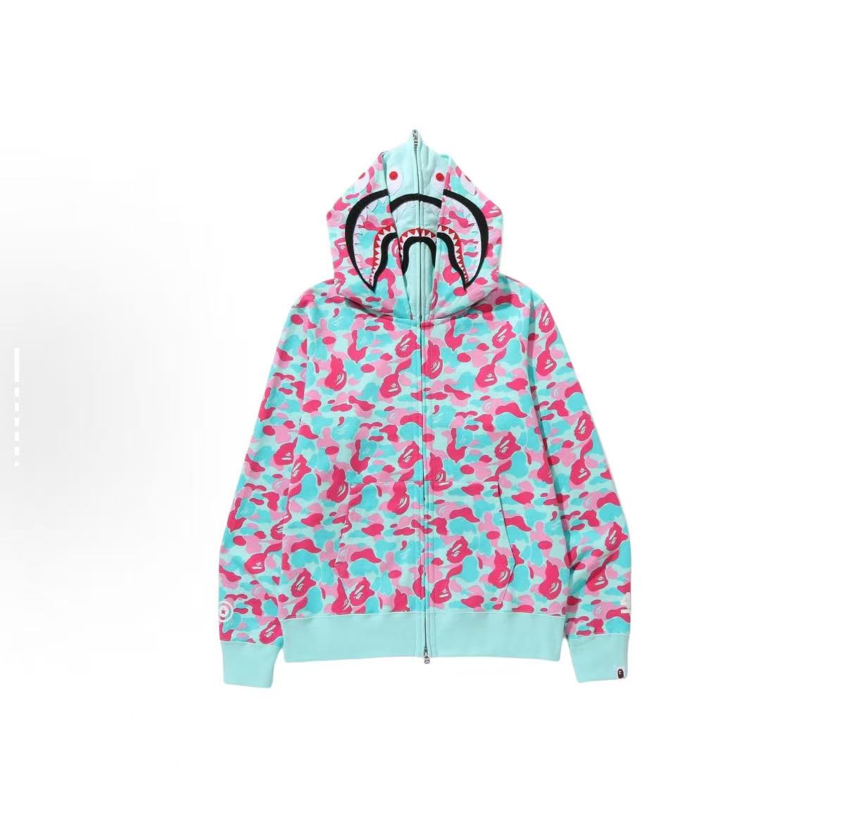 BAPE 迷彩双帽鲨鱼连帽拉链卫衣