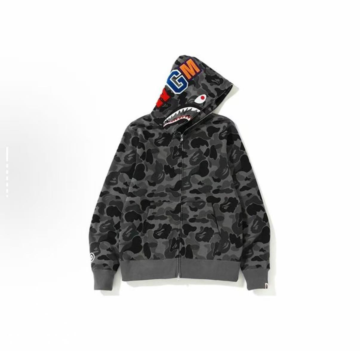 BAPE 迷彩双帽鲨鱼连帽拉链卫衣