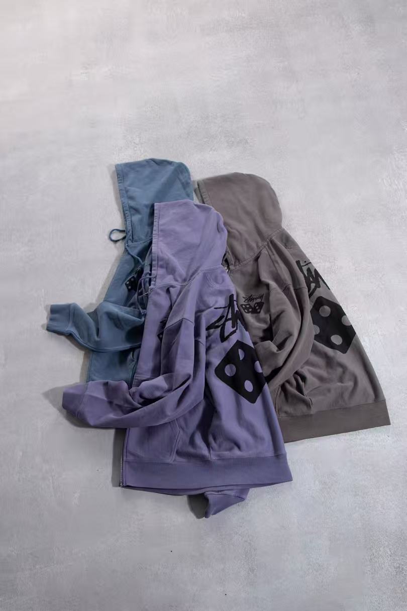 STUSSY 骰子三色拉鏈連帽衛衣