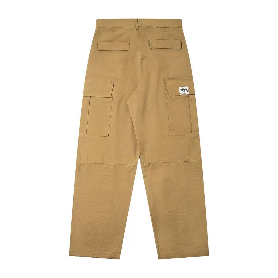 Stussy 純色多口袋寬鬆美式復古工裝休閒長褲 男女同款