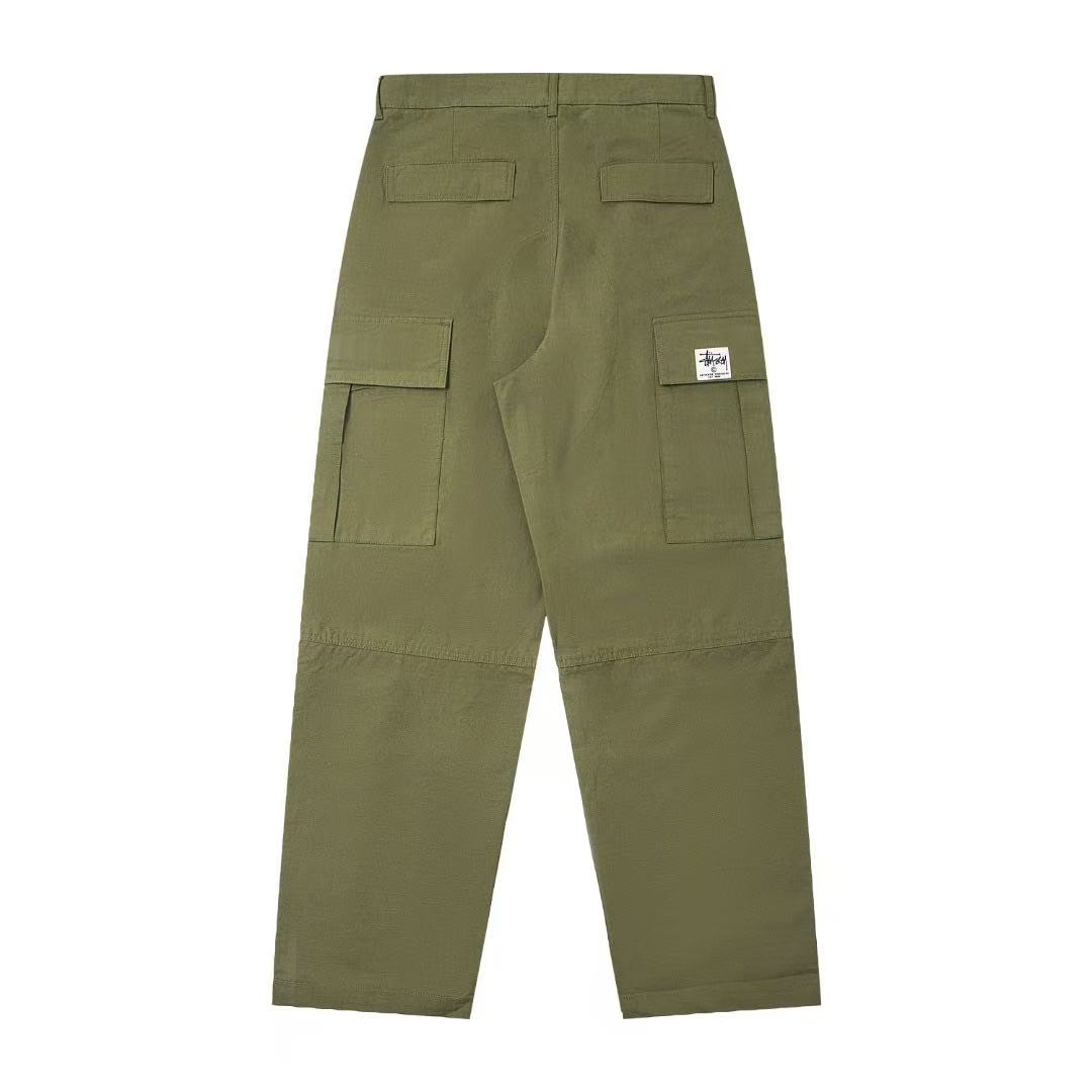 Stussy 純色多口袋寬鬆美式復古工裝休閒長褲 男女同款