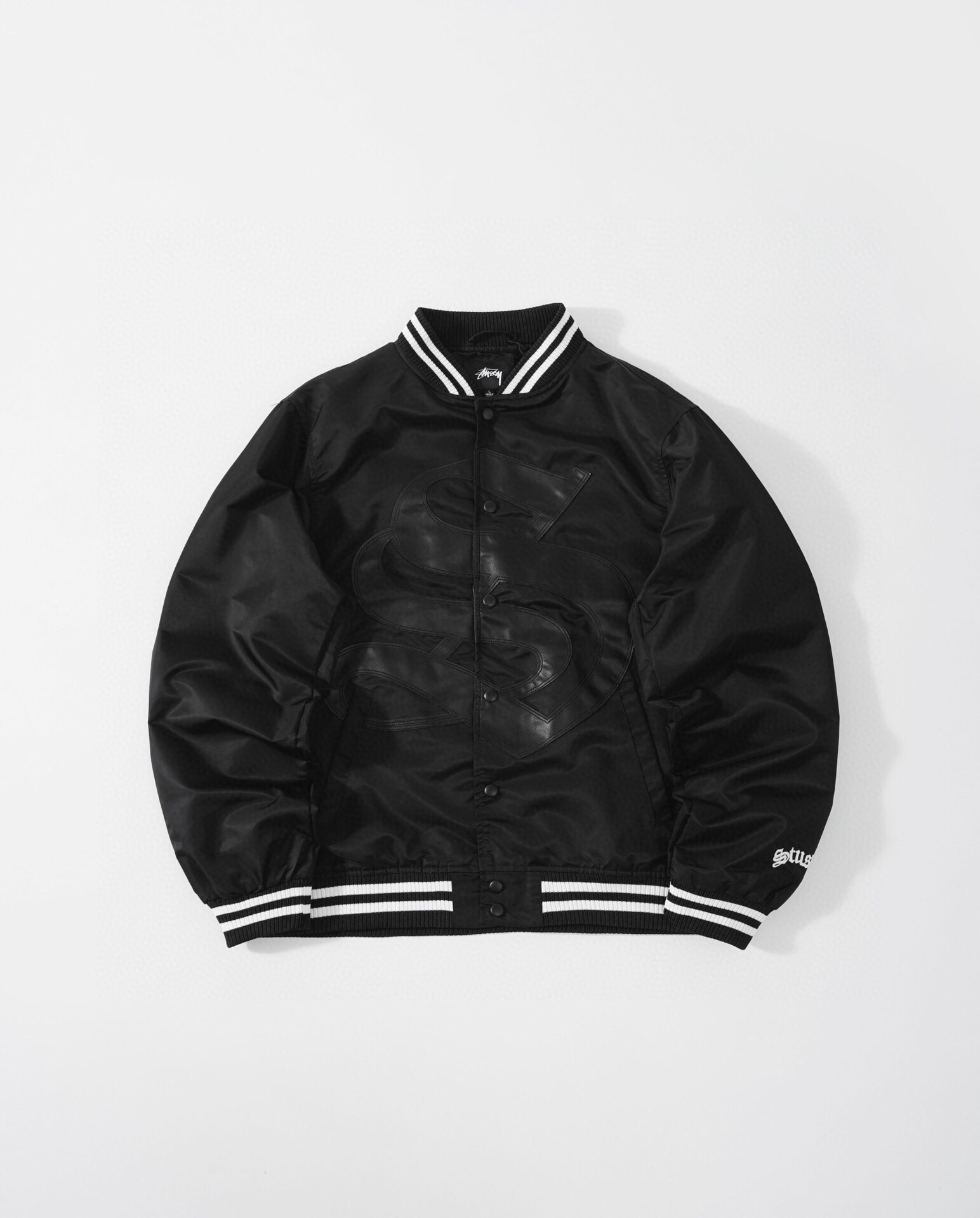 STUSSY/24SS 春秋季新款 胸前經典大logo皮標 STADIUM夾克棒球服外套