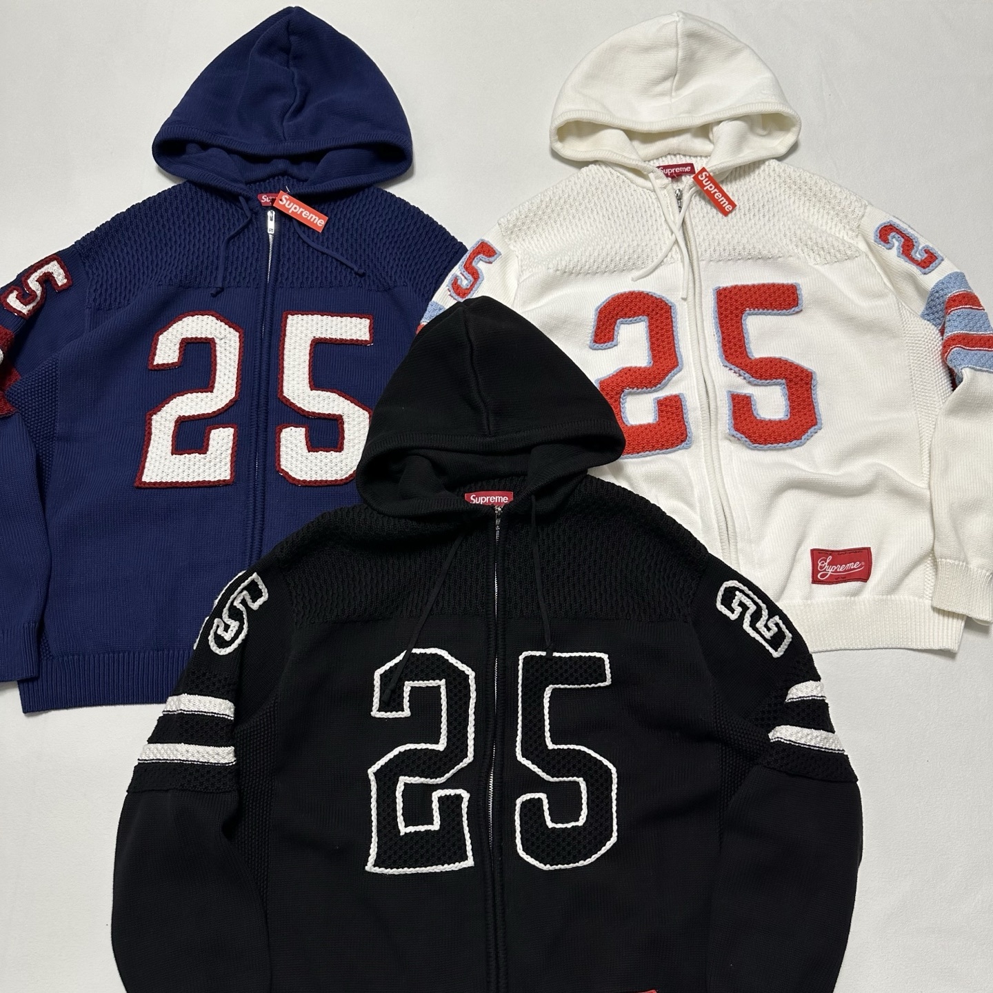  SUPREME SS25 SPORT 拉鍊足球連帽毛衣37手繡連帽拉鍊針織/毛衣