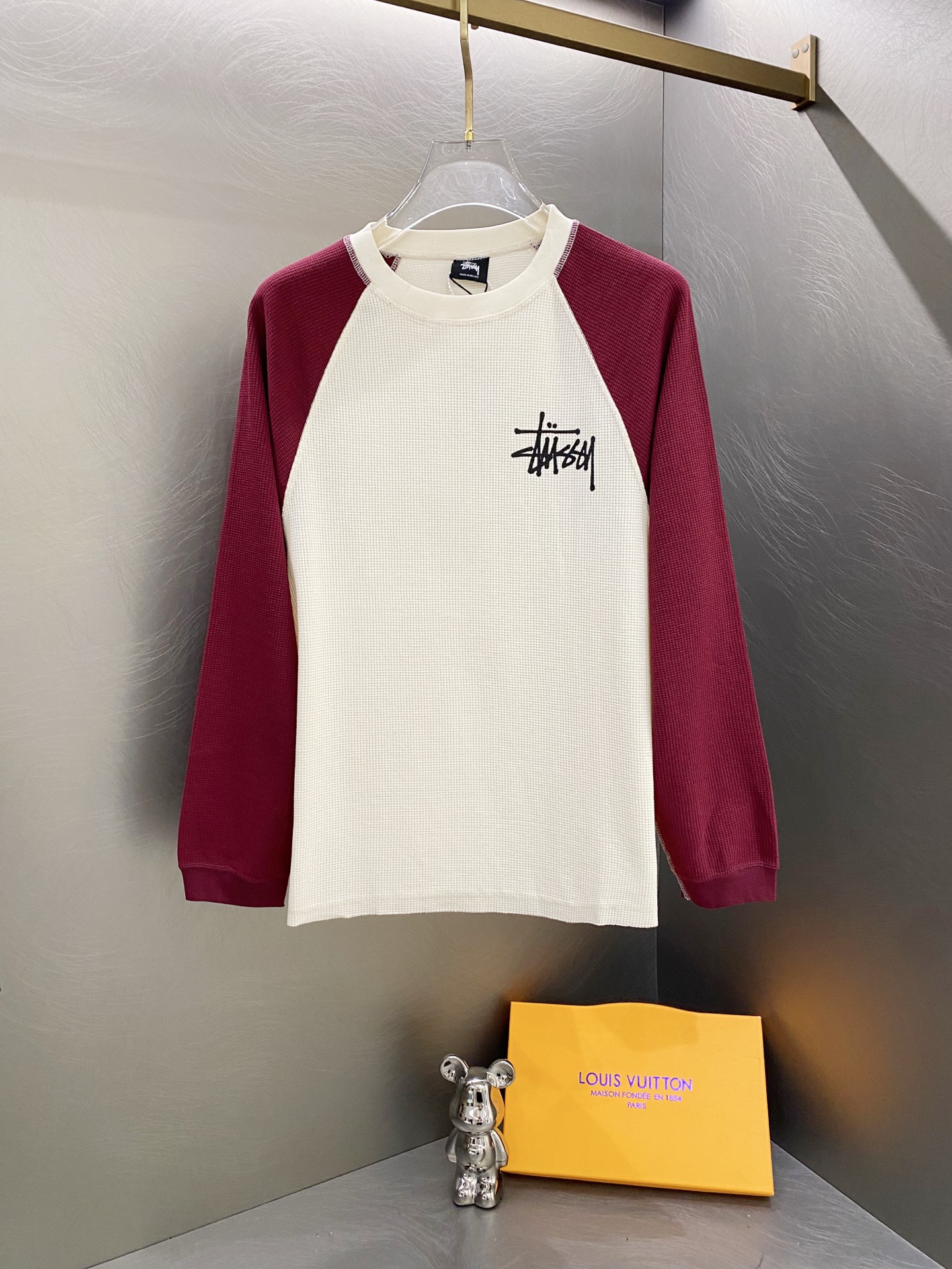 Stussy斯圖西 秋季系列 logo徽標設計插肩袖華夫格長袖美式復古T恤CX010 男女同款