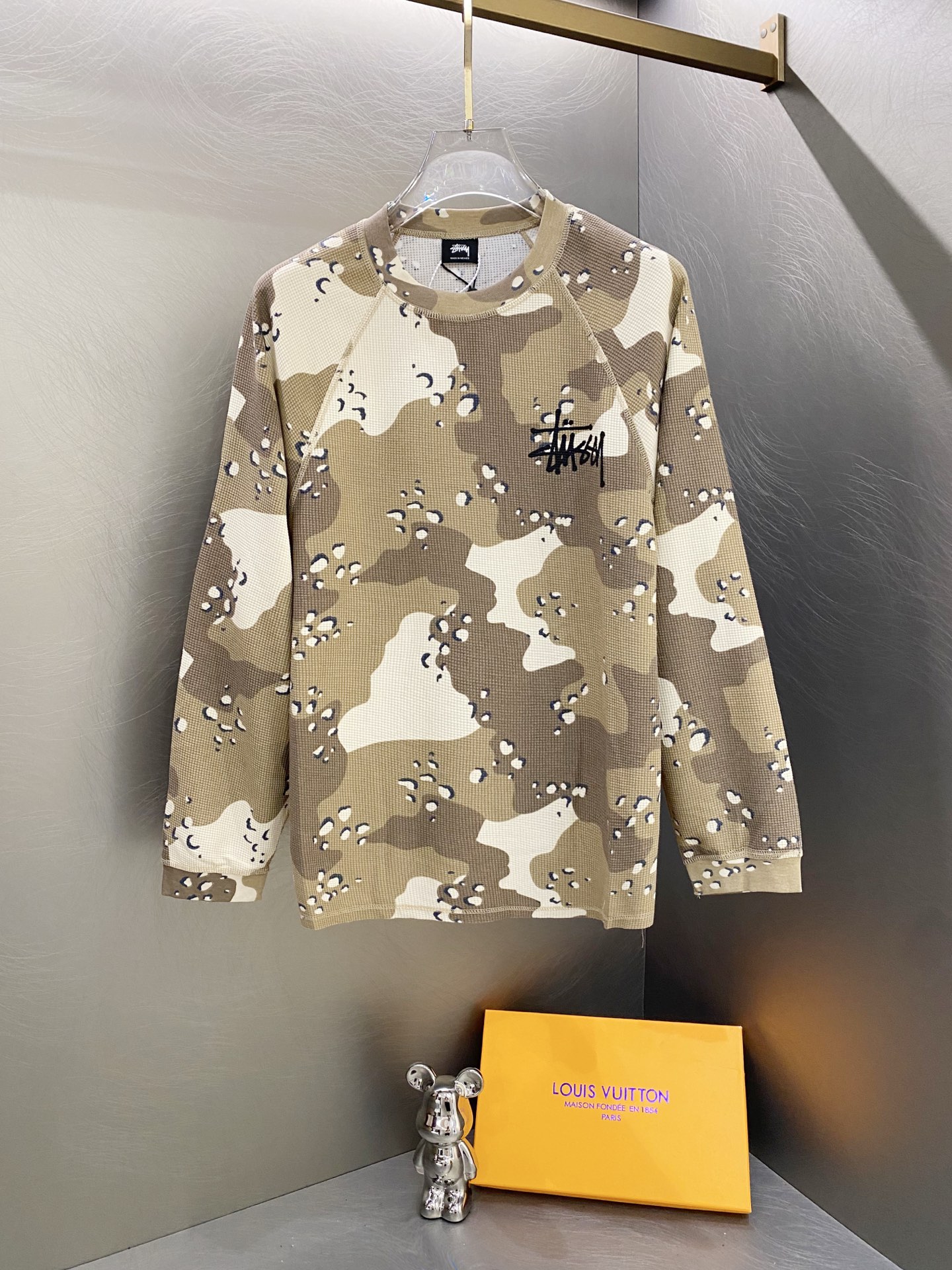 Stussy斯圖西 秋季系列 logo徽標設計插肩袖華夫格長袖美式復古T恤CX010 男女同款