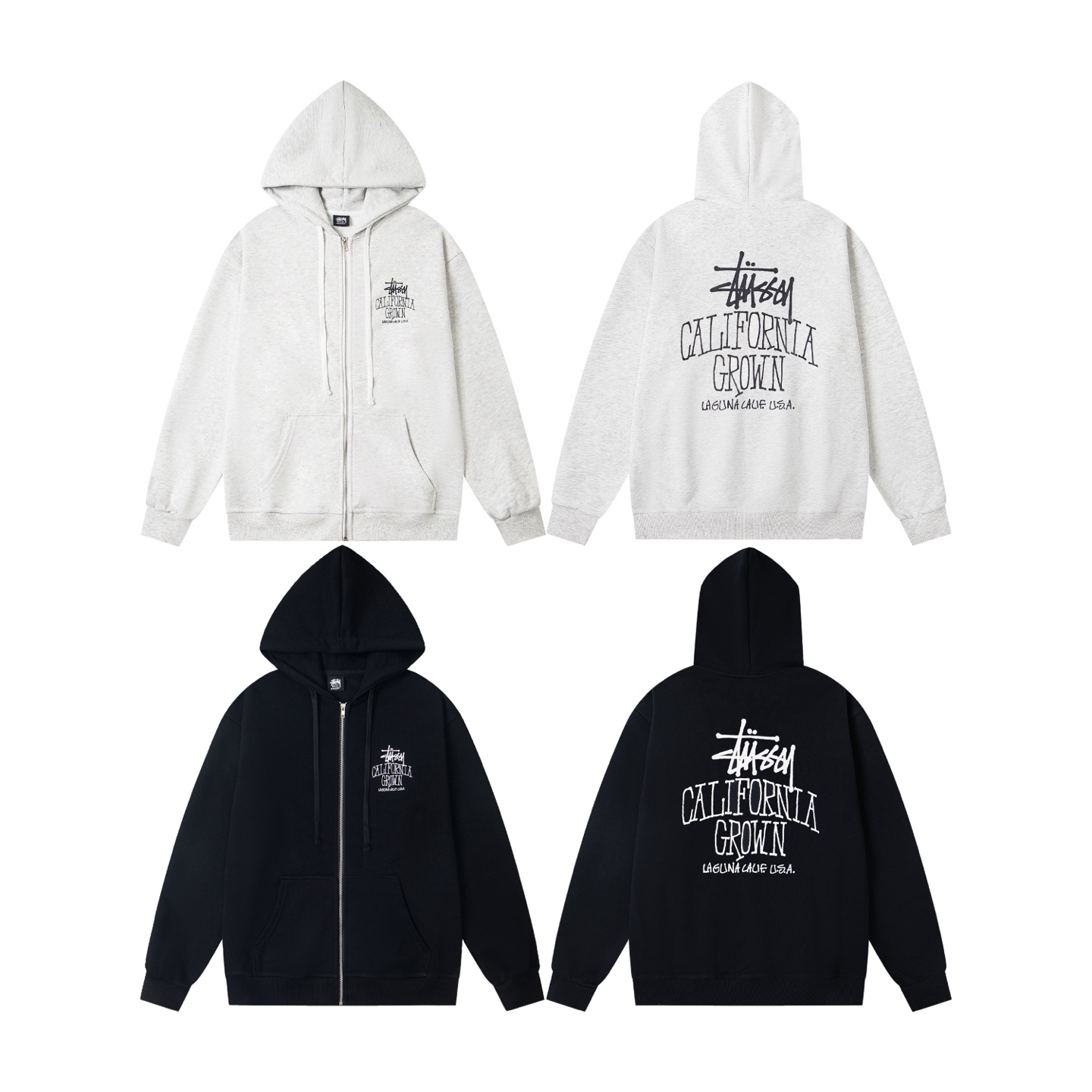 Stussy 斯圖西 FW25 SS25 CALI GROWN ZIP HOODIE 背面英文logo拉鍊連帽外套衛衣
