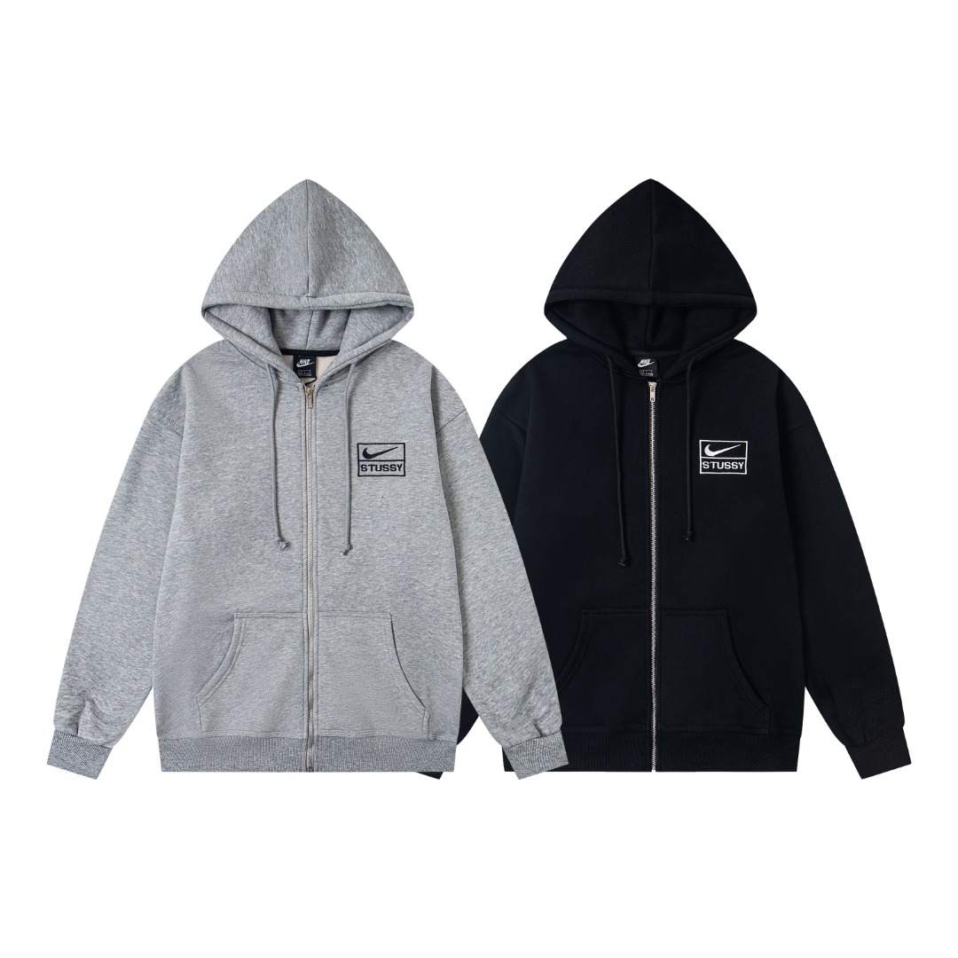 斯圖西 Nike x Stussy Logo刺繡開衫全拉鍊抽繩連帽外套衛衣