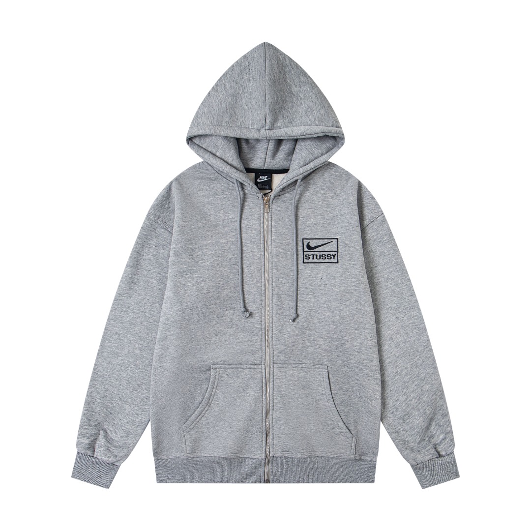 斯圖西 Nike x Stussy Logo刺繡開衫全拉鍊抽繩連帽外套衛衣