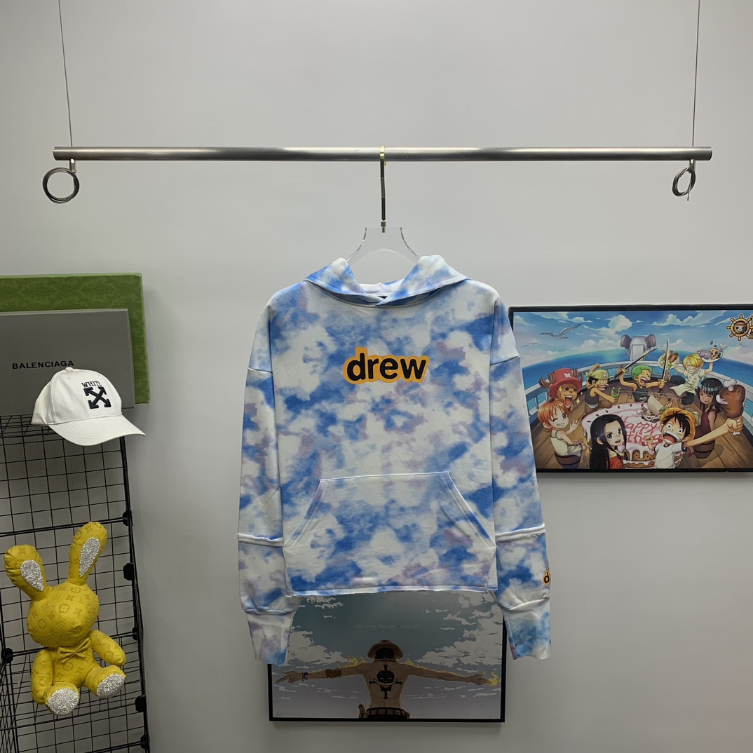 DREW HOUSE藍天白雲扎染情侶寬鬆連帽衛衣