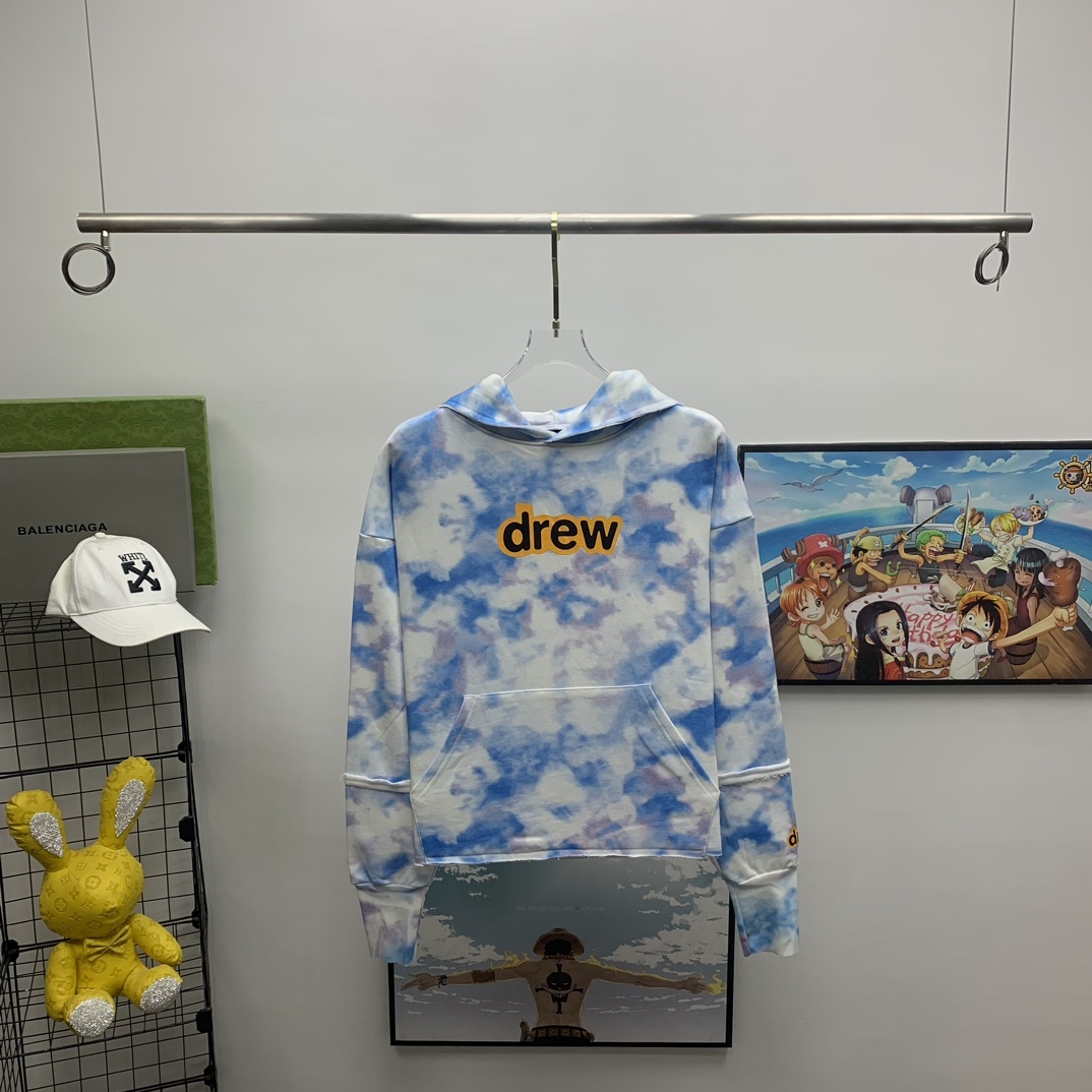 DREW HOUSE藍天白雲扎染情侶寬鬆連帽衛衣