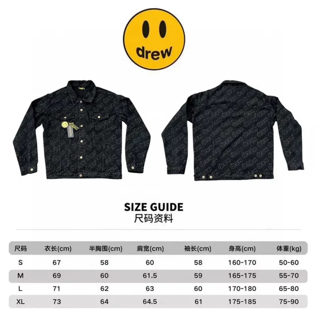 Drew House 笑臉系列字母logo 滿印男女牛仔夾克外套