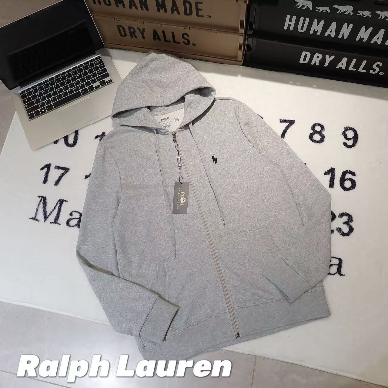 -Ralph Lauren 拉夫勞倫小馬刺繡拉鍊連帽衛衣開衫外套