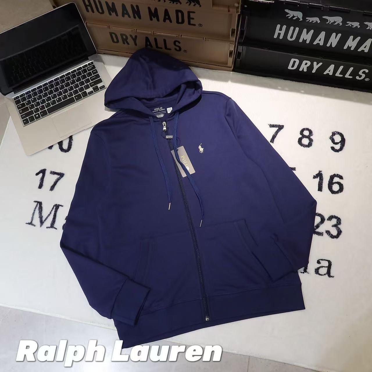 -Ralph Lauren 拉夫勞倫小馬刺繡拉鍊連帽衛衣開衫外套