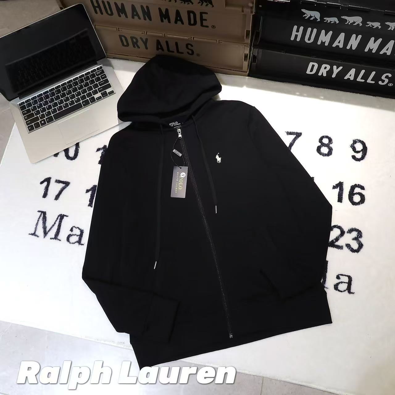 -Ralph Lauren 拉夫勞倫小馬刺繡拉鍊連帽衛衣開衫外套