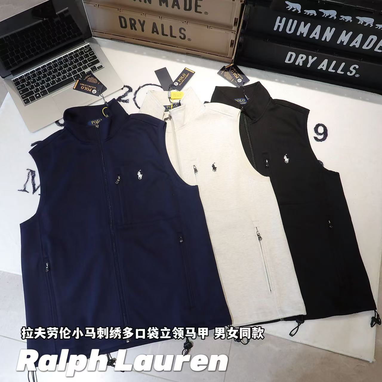 Ralph Lauren拉夫勞倫小馬刺繡多口袋立領馬甲