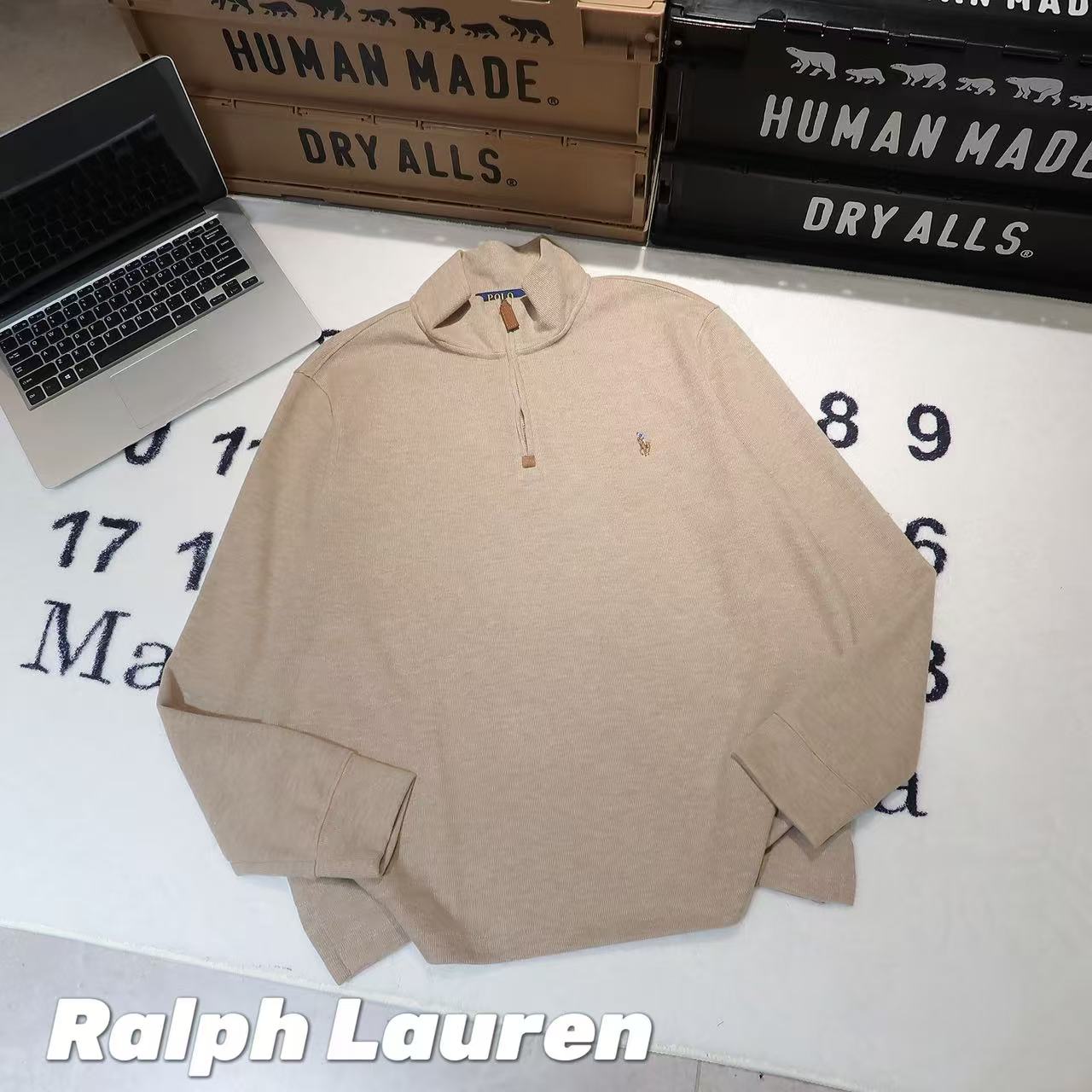 Ralph lauren polo拉夫勞倫彩色小馬標半拉鍊高領長袖針織衛衣