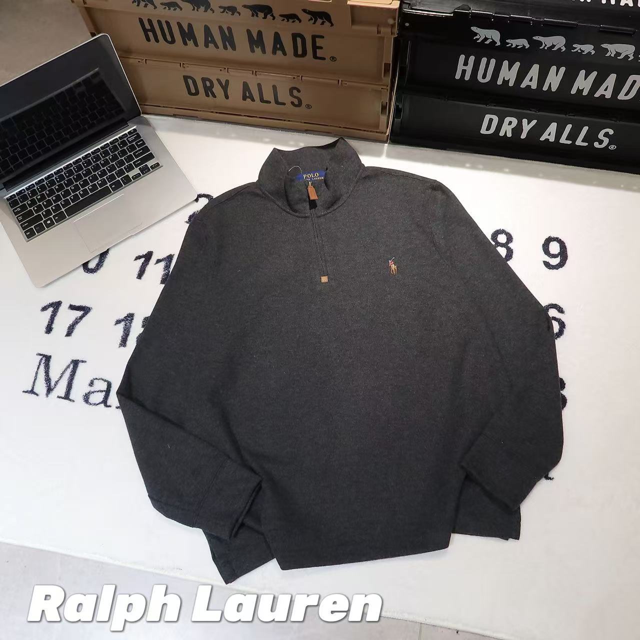 Ralph lauren polo拉夫勞倫彩色小馬標半拉鍊高領長袖針織衛衣