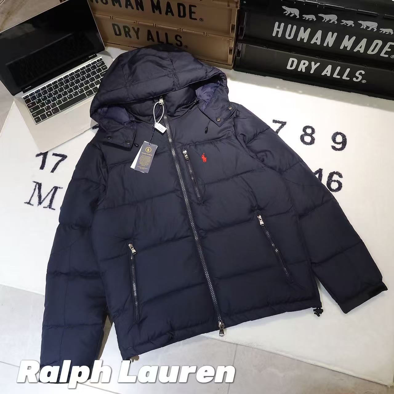 -Ralph Lauren拉夫勞倫五戰馬刺繡可拆卸連帽羽絨服 