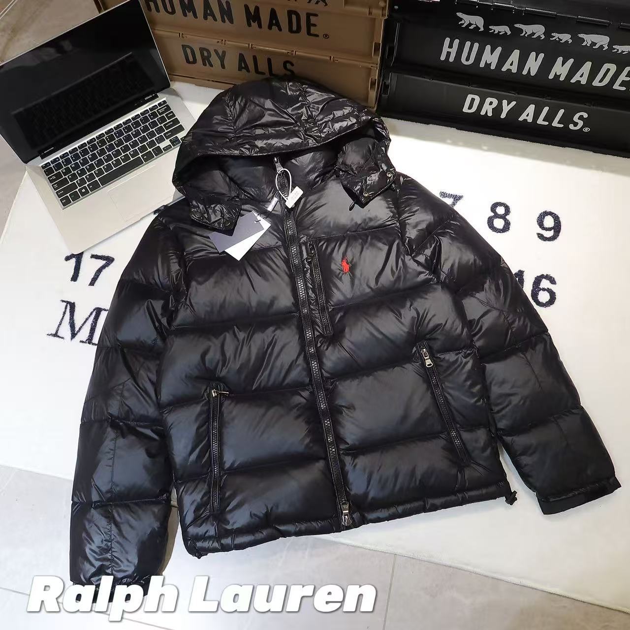 -Ralph Lauren拉夫勞倫五戰馬刺繡可拆卸連帽羽絨服 