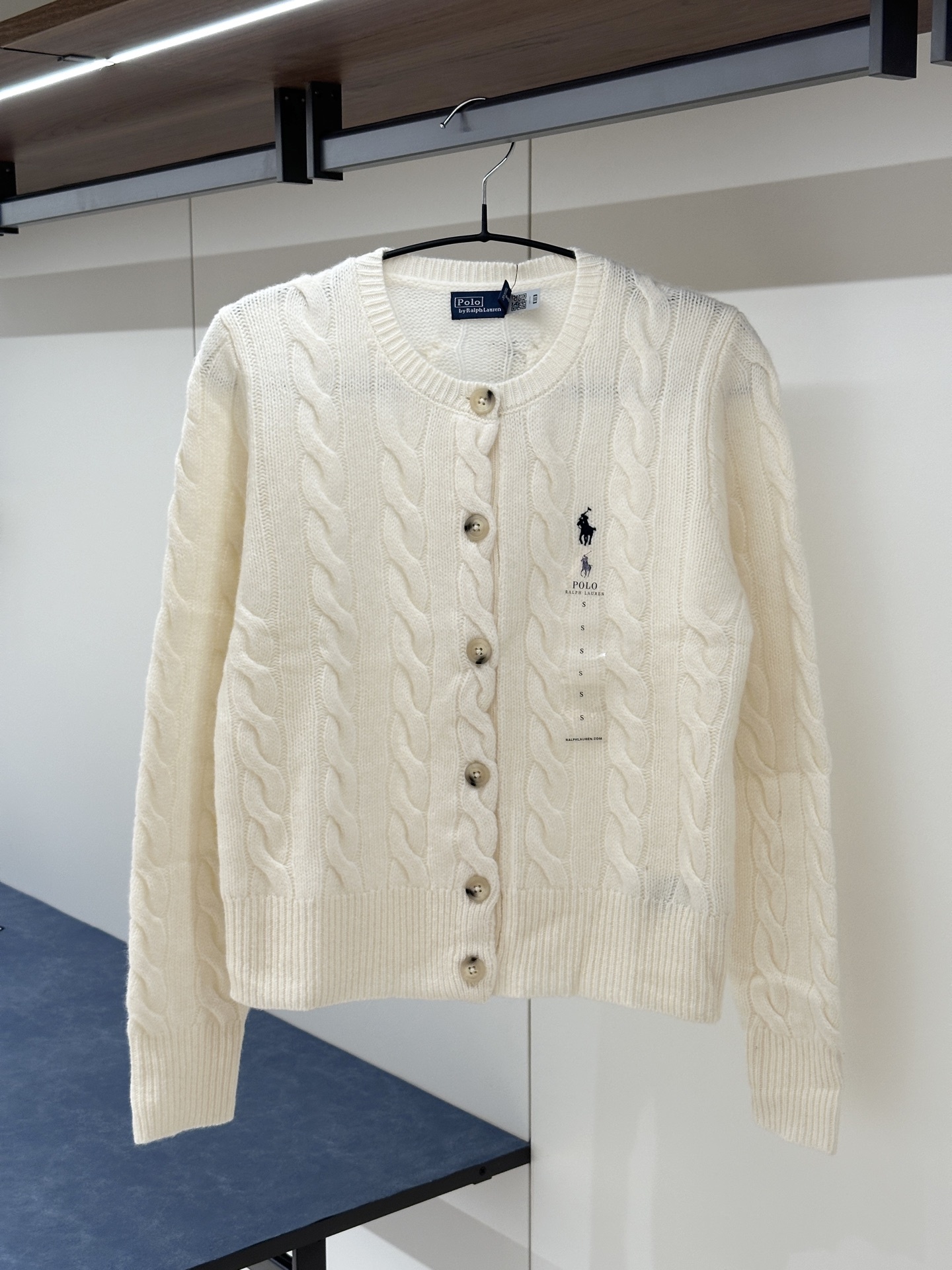 Ralph Lauren 純色絞花針織單排扣針織衫 女款