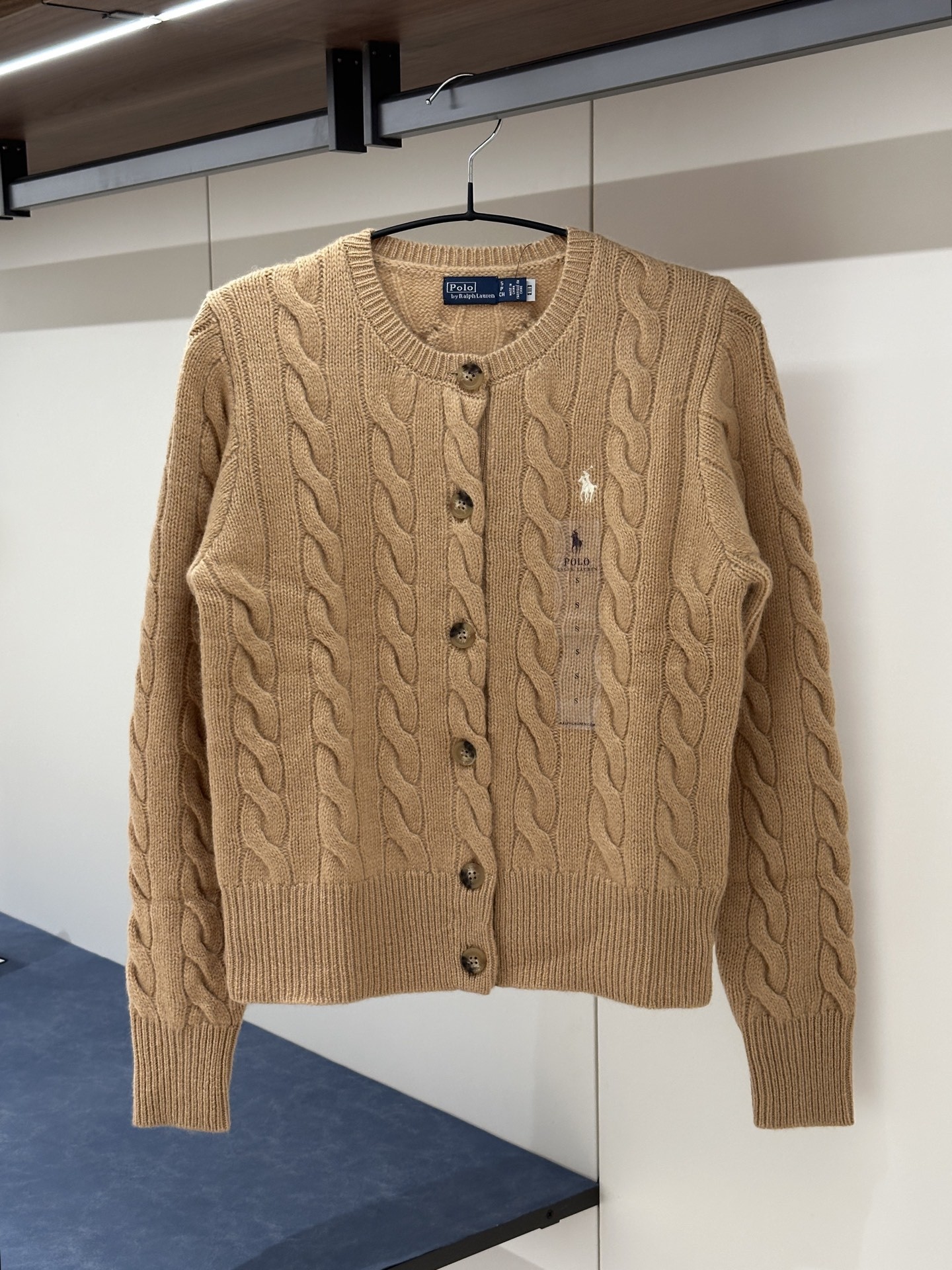 Ralph Lauren 純色絞花針織單排扣針織衫 女款 