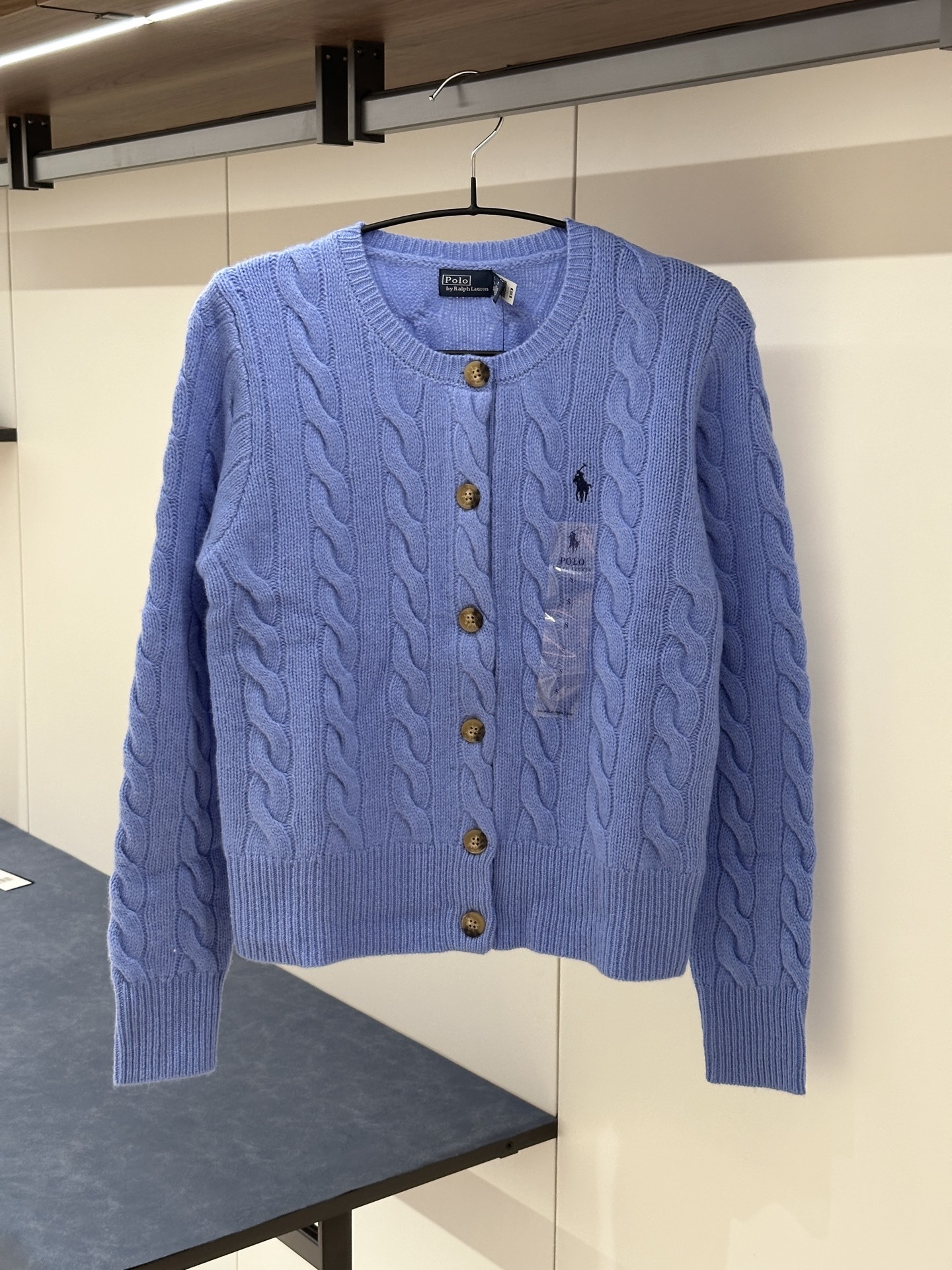 Ralph Lauren 純色絞花針織單排扣針織衫 女款 