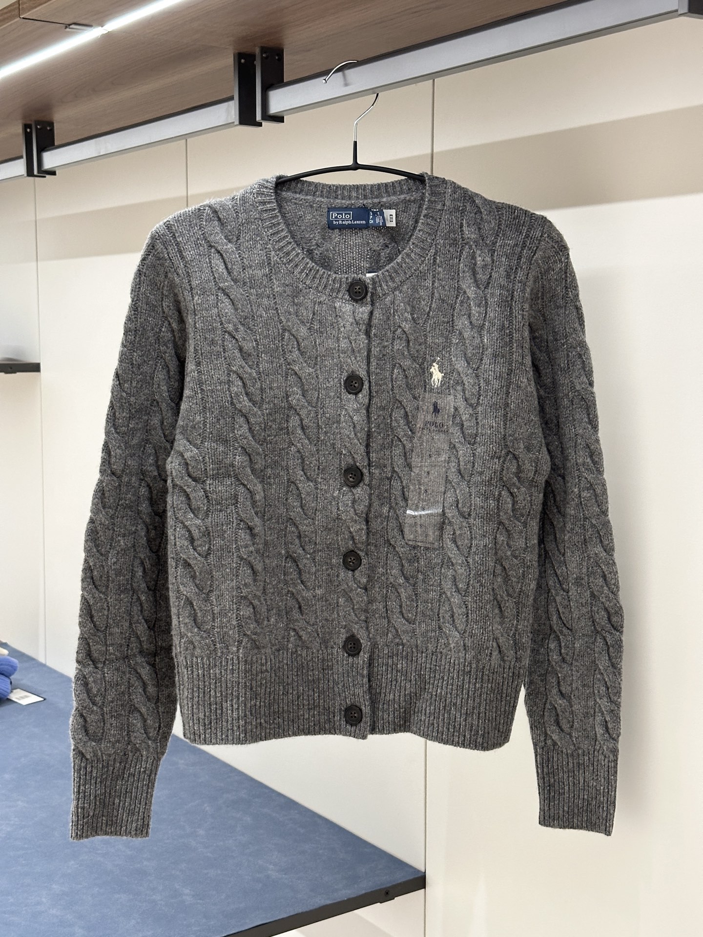 Ralph Lauren 純色絞花針織單排扣針織衫 女款 