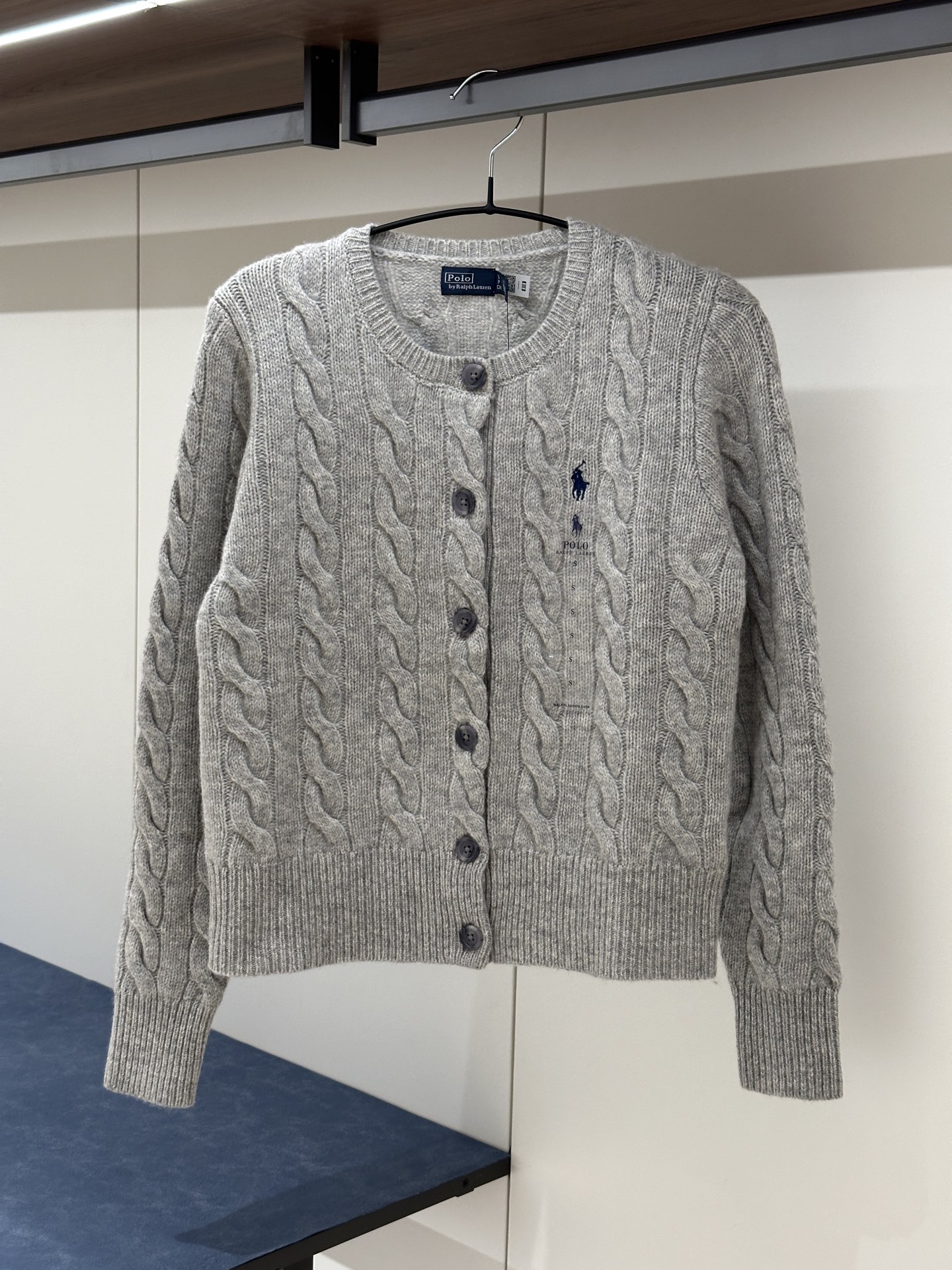 Ralph Lauren 純色絞花針織單排扣針織衫 女款 