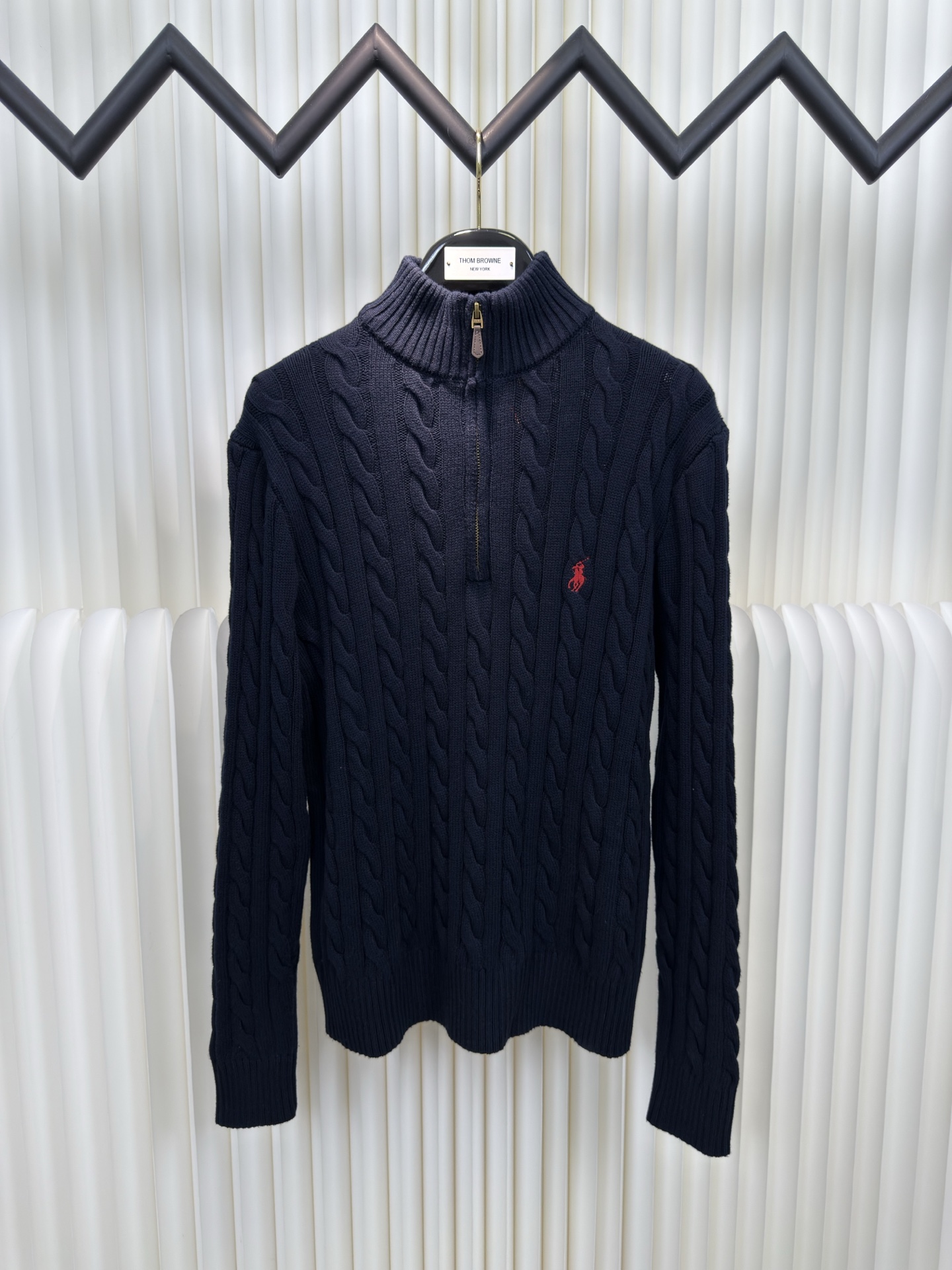 拉夫勞倫Ralph Lauren 絞花編結拉鏈針織衫