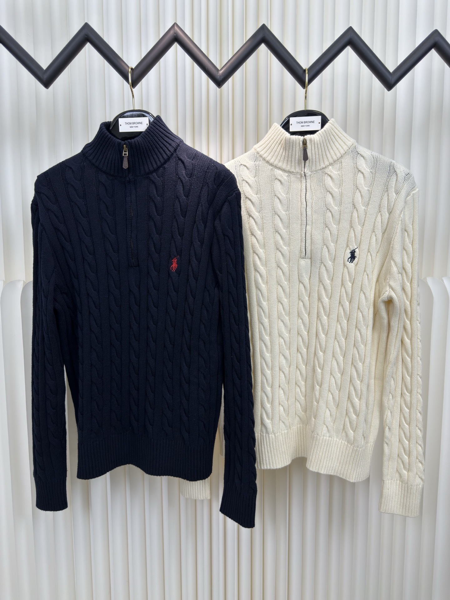 拉夫勞倫Ralph Lauren 絞花編結拉鏈針織衫